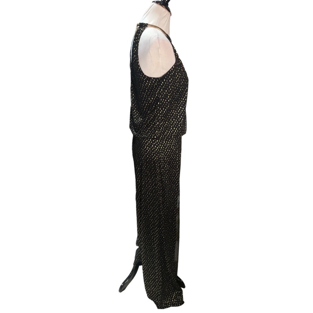 Cache Polka Dot Chain Neck Jumpsuit Black Gold Size Small - Picture 3 of 9